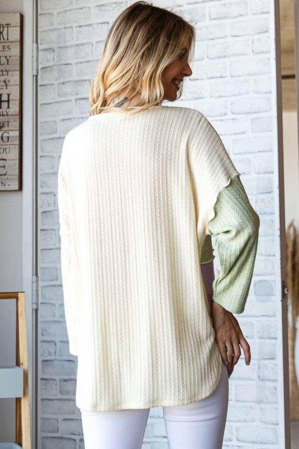 Culture Code Color Block Round Neck Dropped Shoulder Blouse Carauana Store