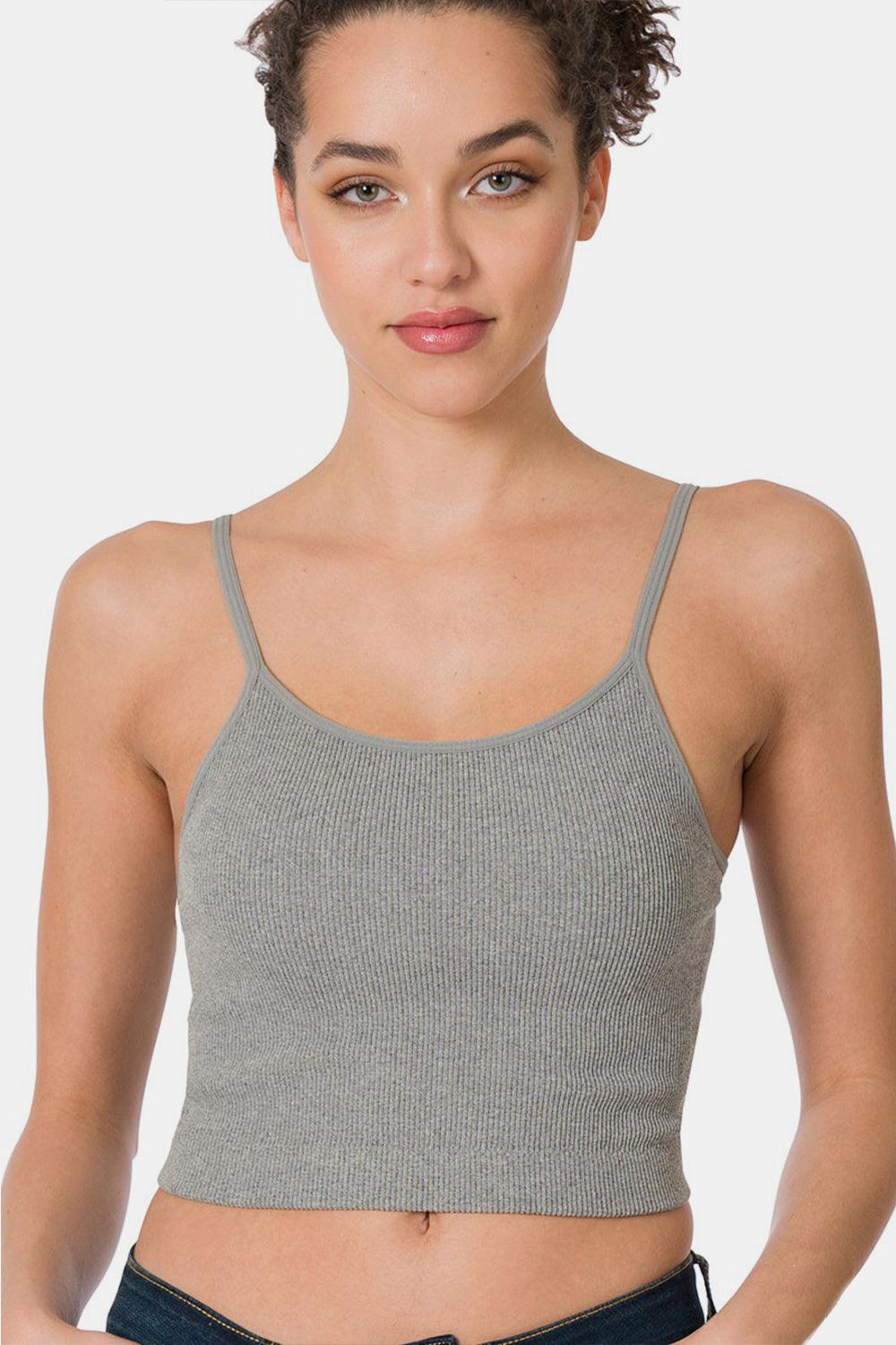 Zenana Ribbed Seamless Cropped Cami with Bra Pads Carauana Store