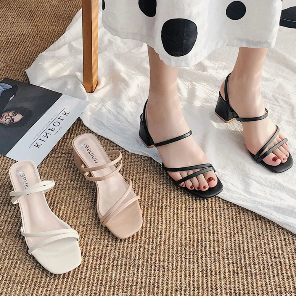Open Toe Block Heels Sandals Carauana Store