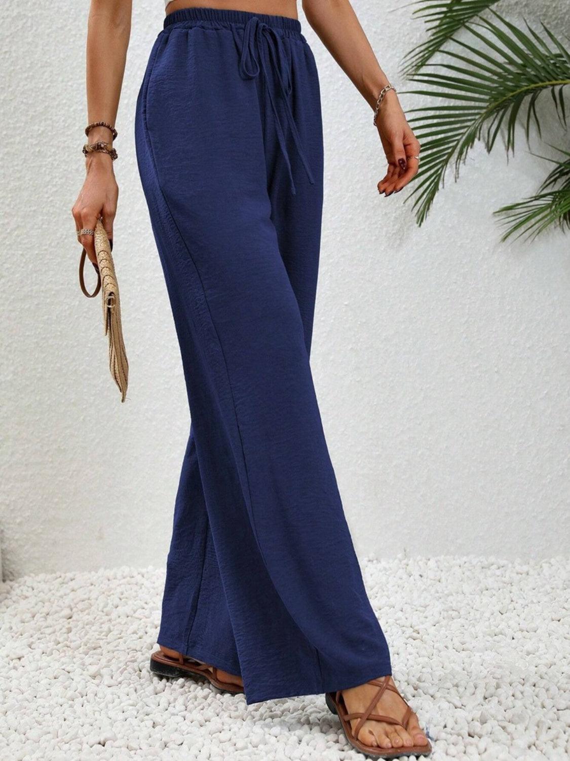 Wide Leg Drawstring Pants Carauana Store