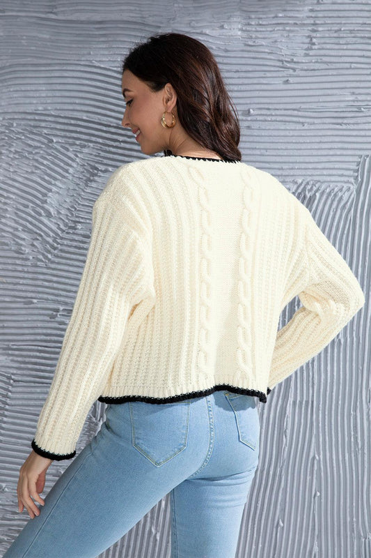 Graphic Cable-Knit Button Up Cardigan Carauana Store