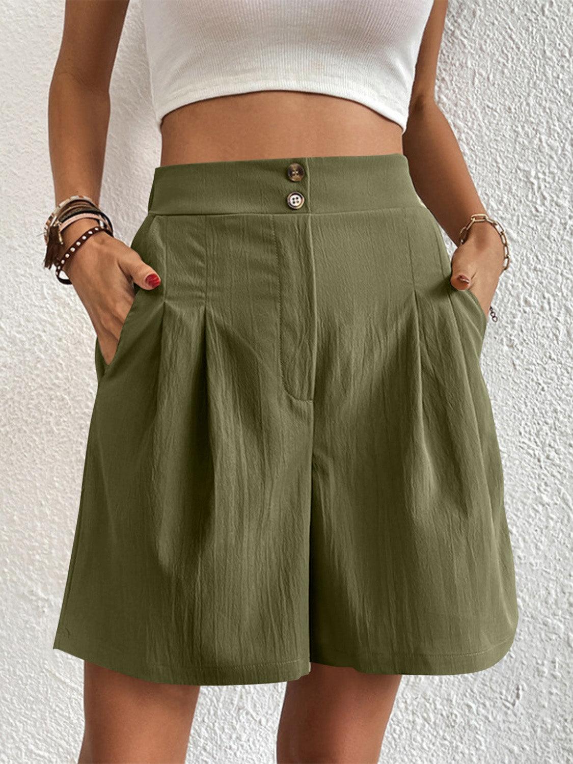 High Waist Shorts with Pockets CaRaUaNa Fashion
