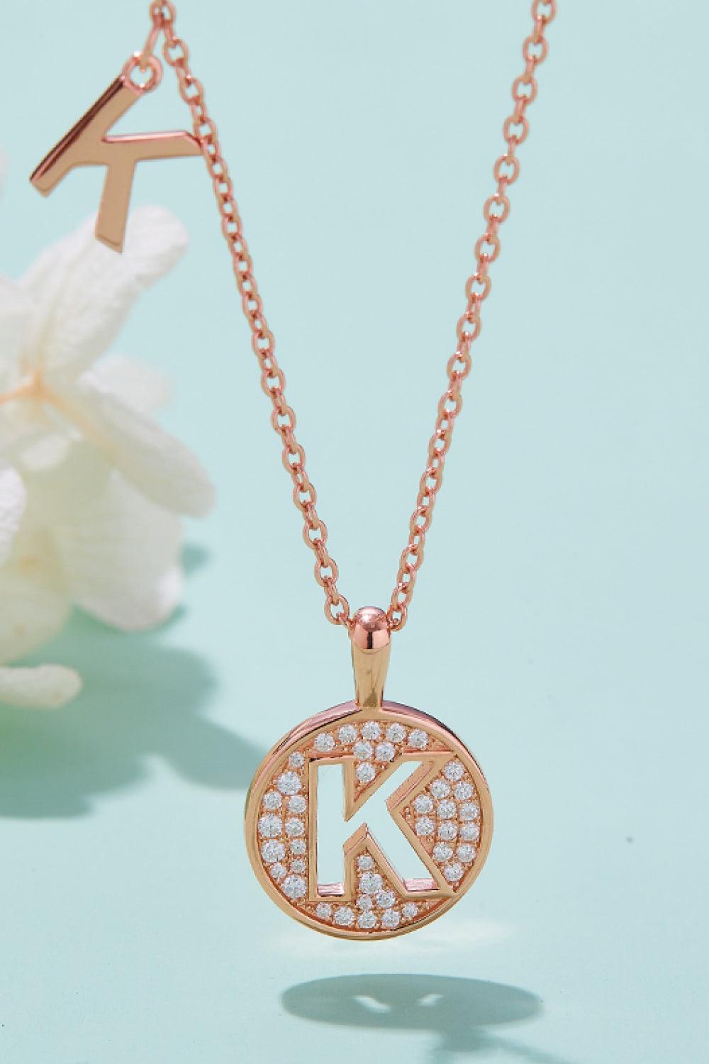 Adored Moissanite K to T Pendant Necklace CaRaUaNa Fashion