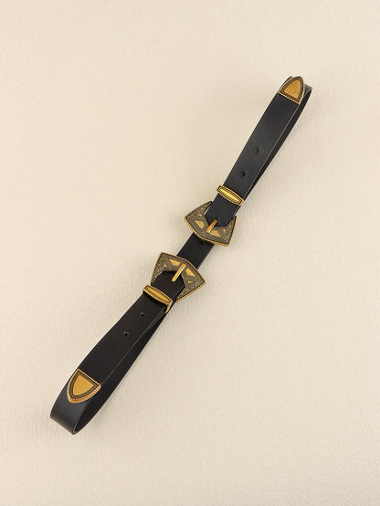 Double Buckle PU Leather Belt Carauana Store