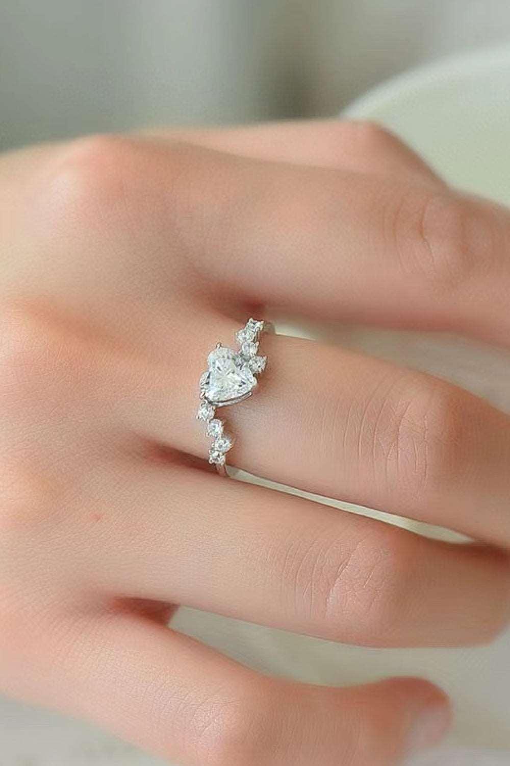 1 Carat Moissanite Heart 925 Sterling Silver Ring Carauana Store
