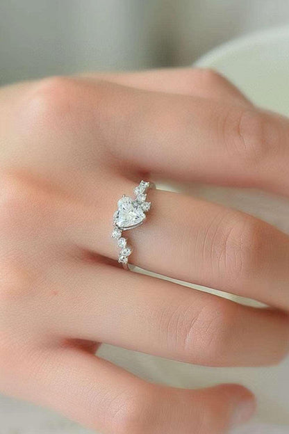 1 Carat Moissanite Heart 925 Sterling Silver Ring Carauana Store
