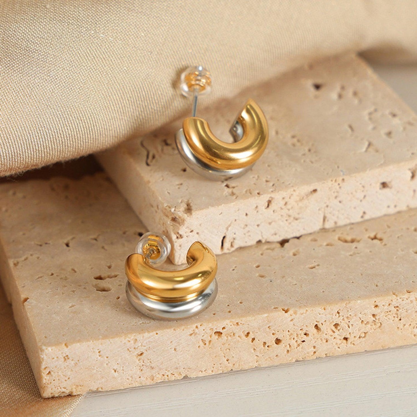 18K Gold-Plated C-Hoop Earrings Carauana Store