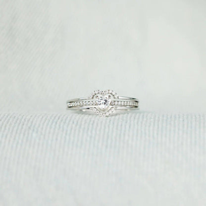 925 Sterling Silver Inlaid Zircon Heart Ring Carauana Store