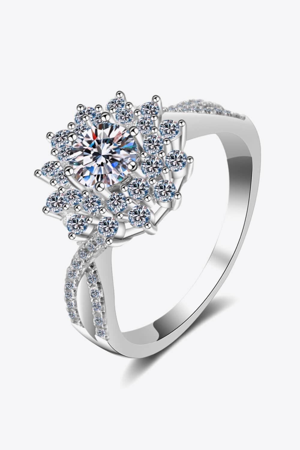 Moissanite Flower-Shape Split Shank Ring CaRaUaNa Fashion