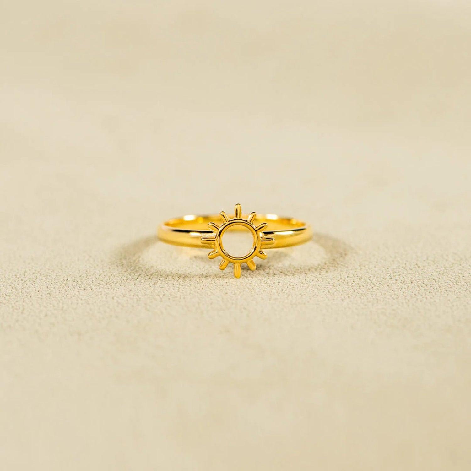 Sun Shape 18K Gold-Plated Ring Carauana Store