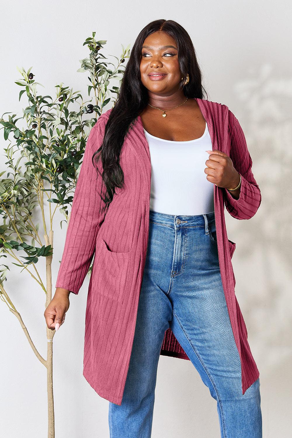 Basic Bae Full Size Hooded Sweater Cardigan Carauana Store