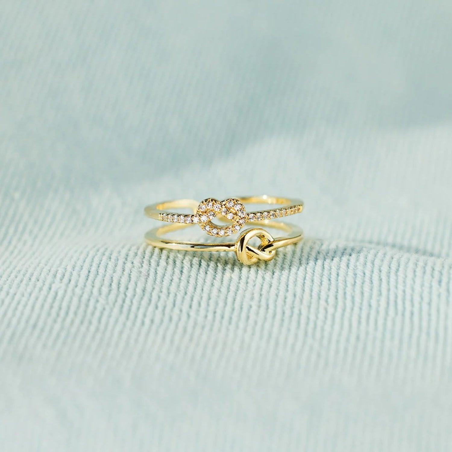 925 Sterling Silver Double-Layered Knot Ring Carauana Store