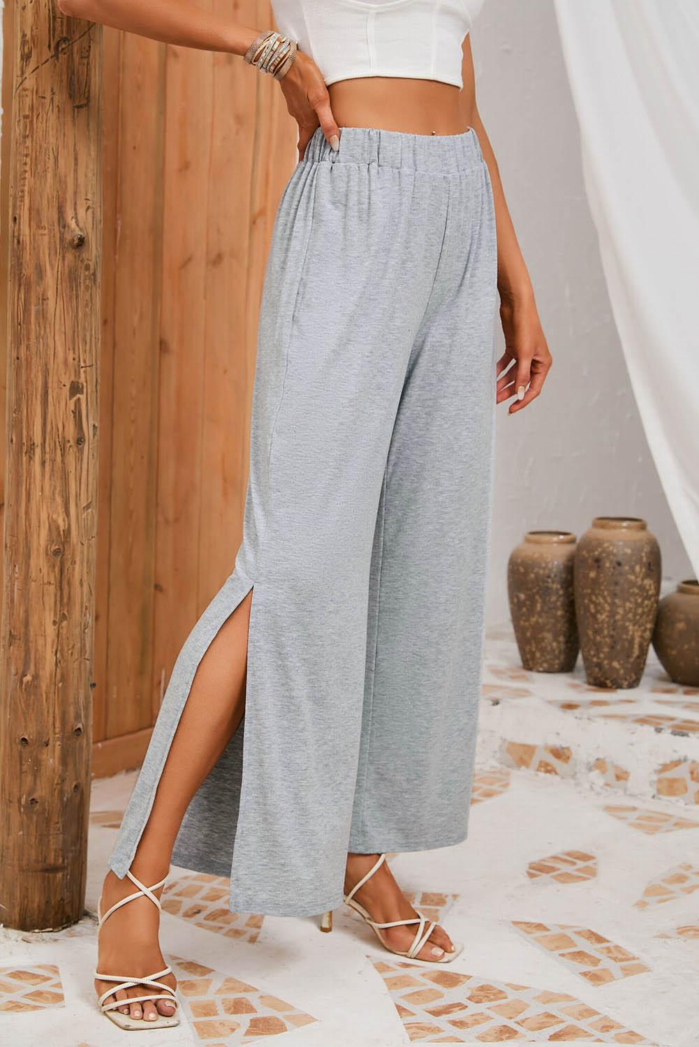 Slit Elastic Waist Pants Carauana Store
