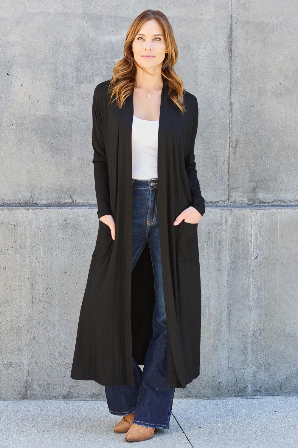 Basic Bae Full Size Open Front Long Sleeve Cover Up Carauana Store