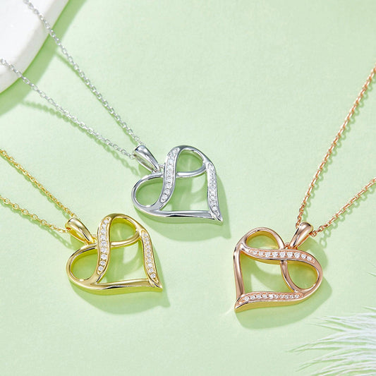 Moissanite 925 Sterling Silver Heart Necklace Carauana Store
