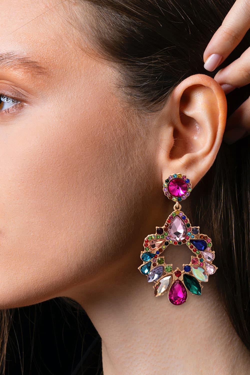 Zinc Alloy Frame Glass Stone Dangle Earrings Carauana Store