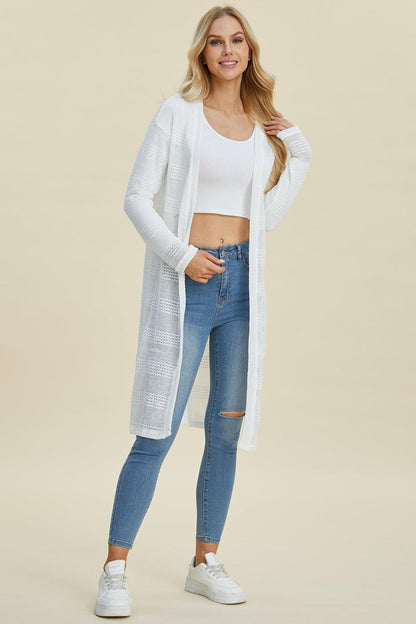 Double Take Full Size Open Front Longline Cardigan Carauana Store