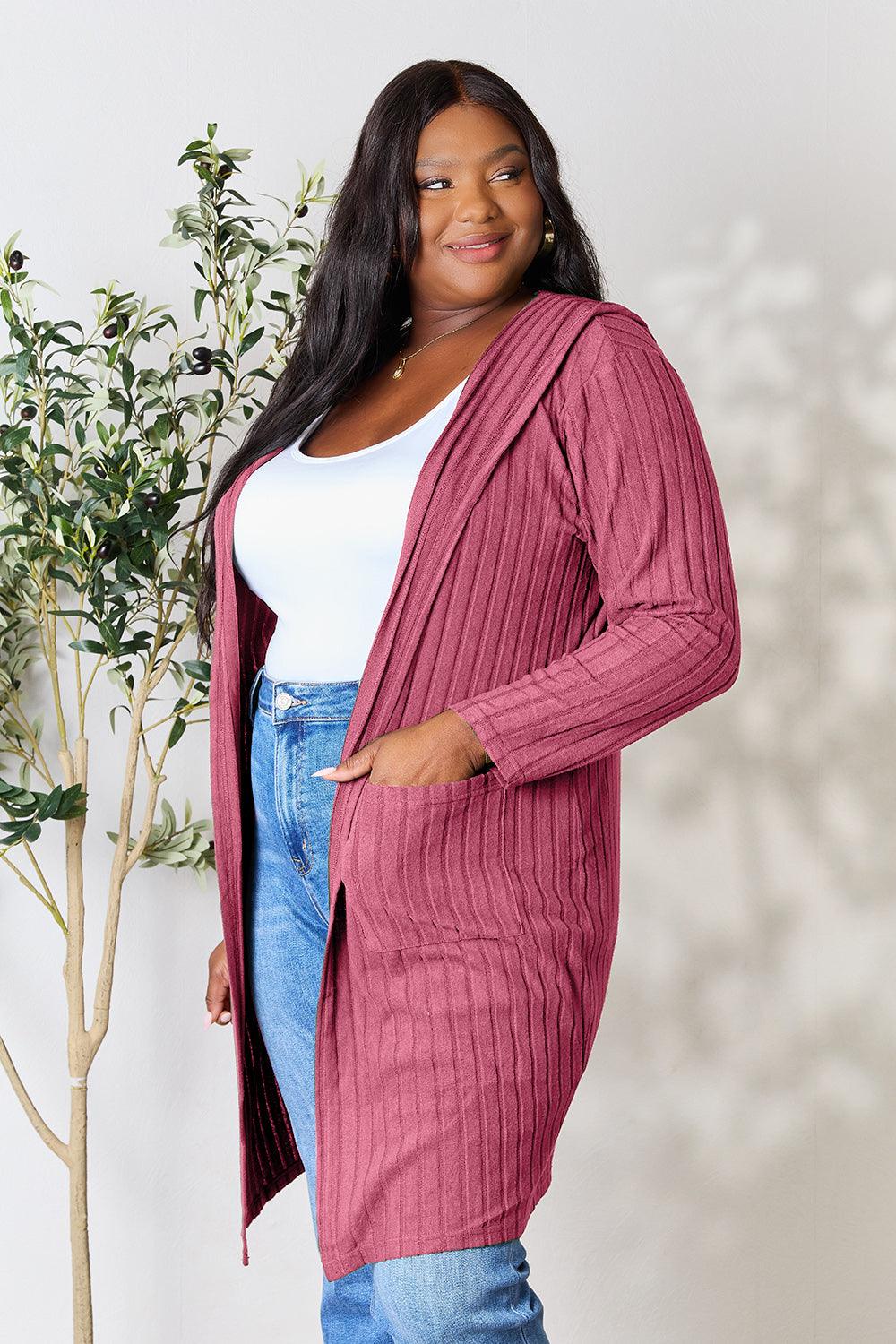 Basic Bae Full Size Hooded Sweater Cardigan Carauana Store