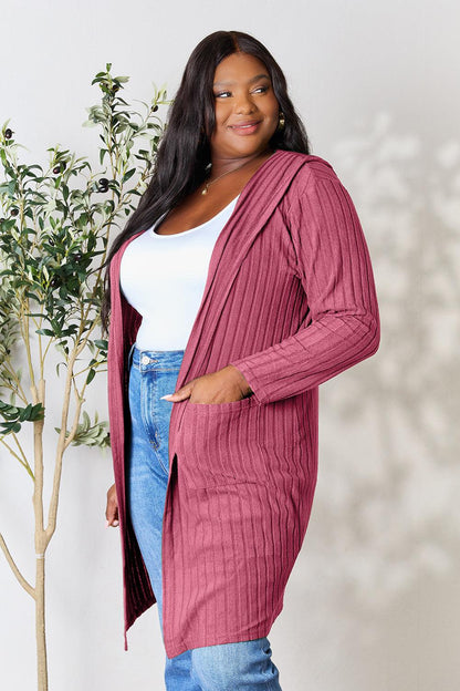 Basic Bae Full Size Hooded Sweater Cardigan Carauana Store