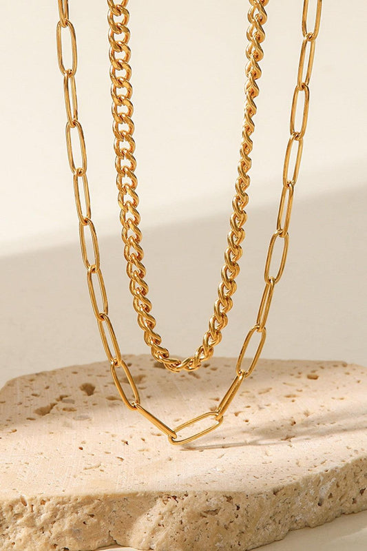 18K Gold Plated Layered Chain Necklace Carauana Store