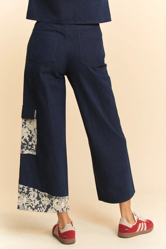 Davi & Dani Lace Applique Wide Leg Jeans Carauana Store