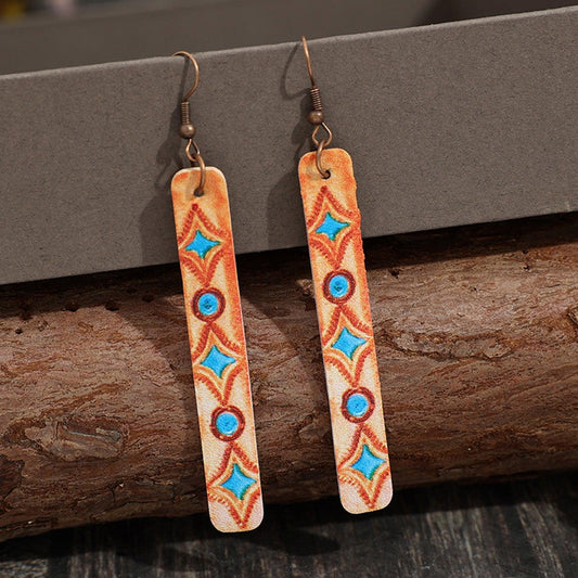 Geometric Leather Bar Earrings Carauana Store