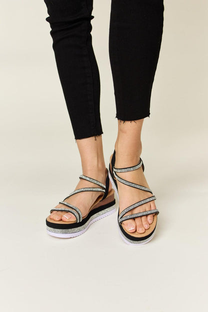 Forever Link Rhinestone Strappy Wedge Sandals Carauana Store