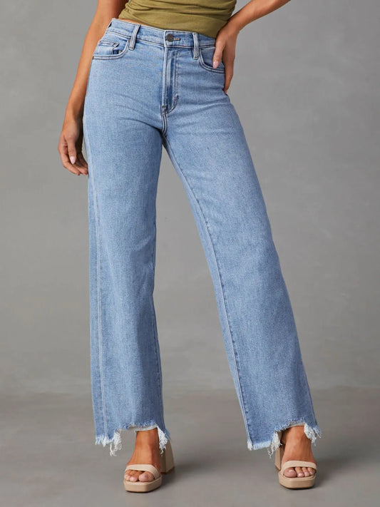 Raw Hem Loose Fit Jeans Carauana Store