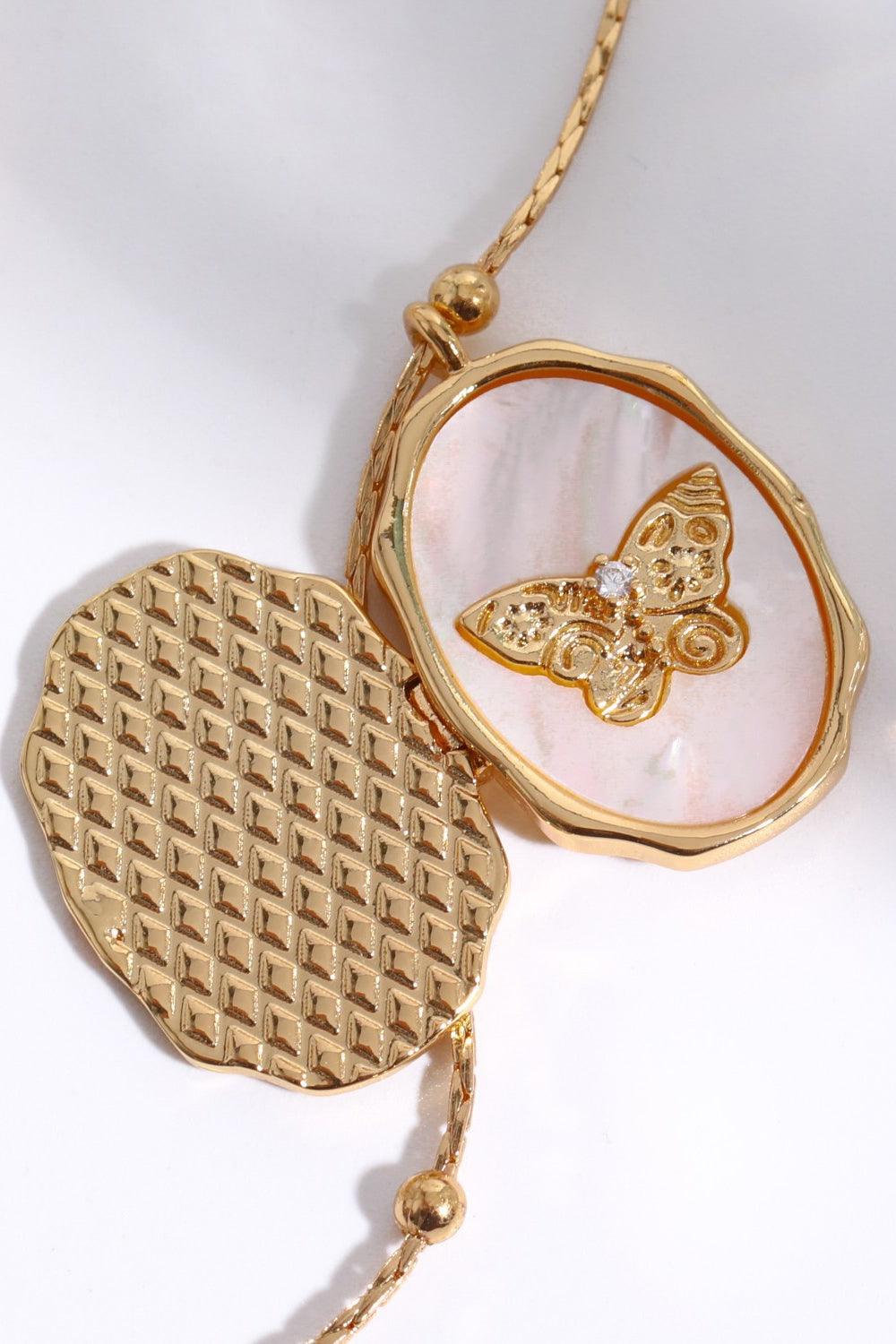 Butterfly Shell Pendant Copper Necklace Carauana Store