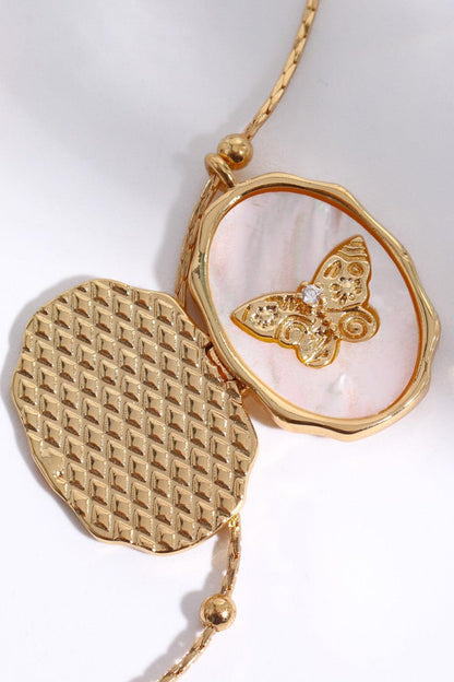Butterfly Shell Pendant Copper Necklace Carauana Store
