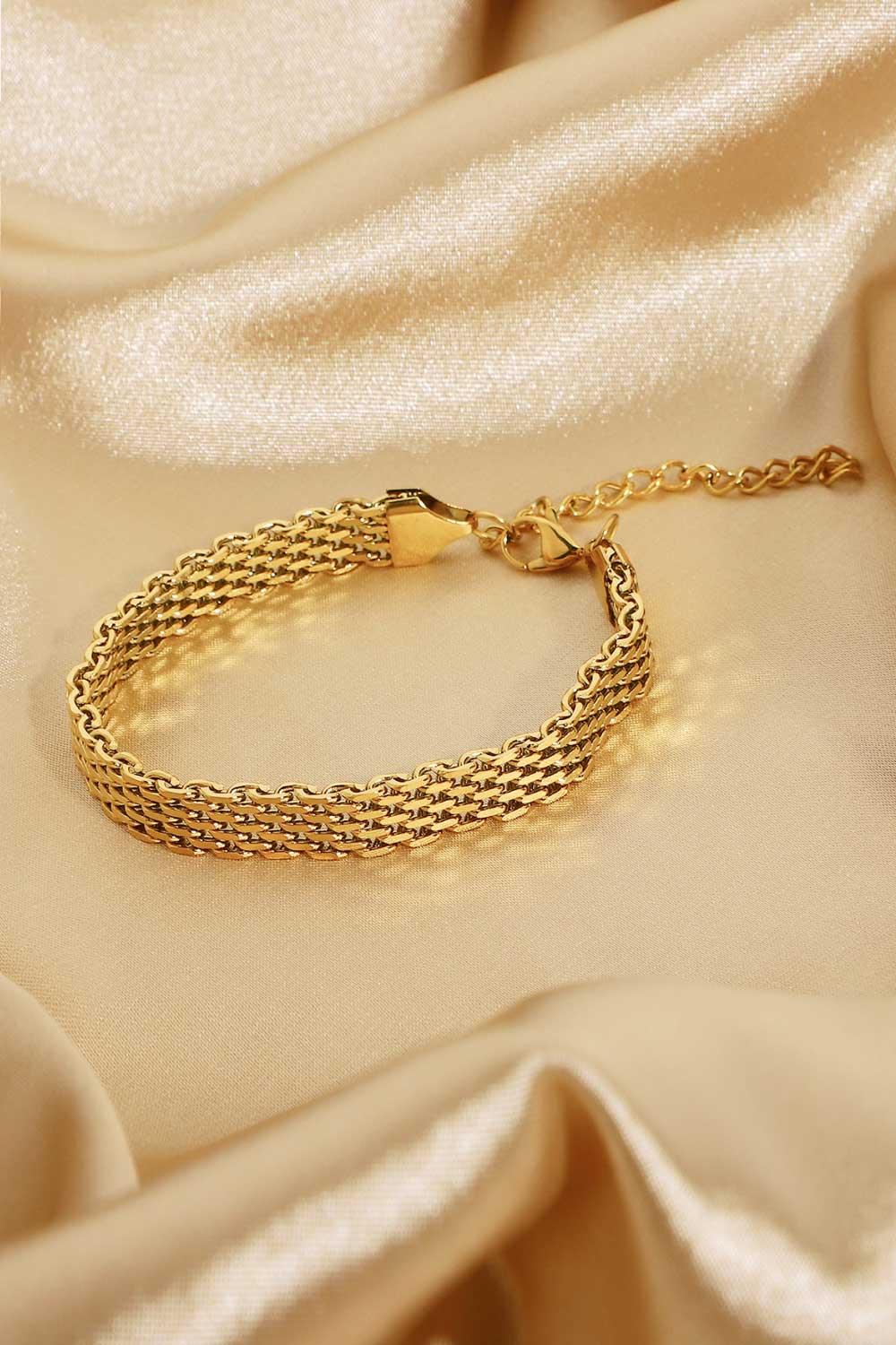 18K Gold-Plated Wide Chain Bracelet Carauana Store