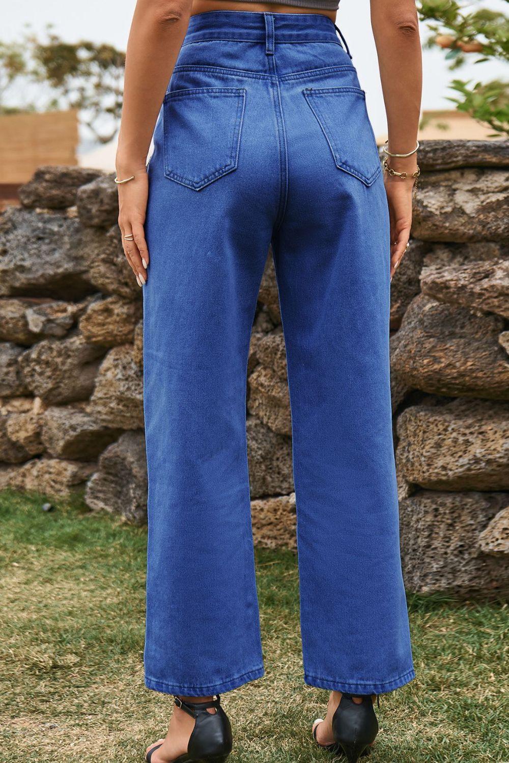 High Waist Loose Fit Ankle Slit Jeans Carauana Store