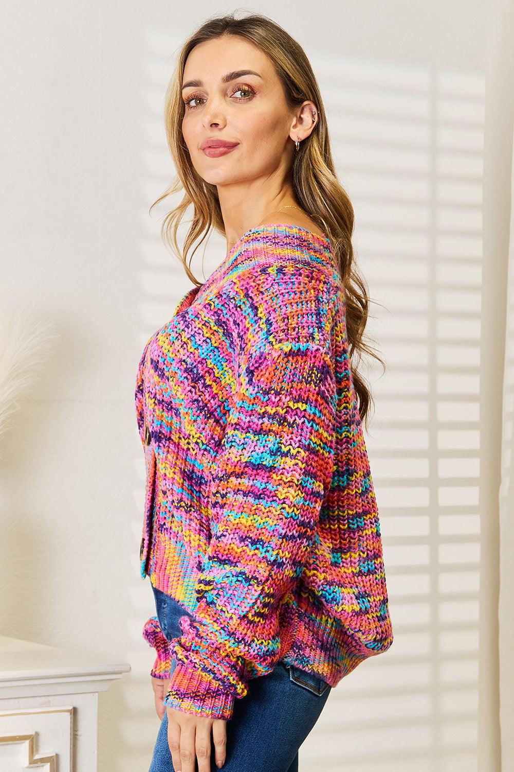 Angel Wings Woven Right V-Neck Long Sleeve Cardigan Carauana Store