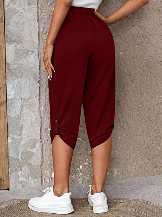 Full Size Roll-Tab Capris Pants Carauana Store