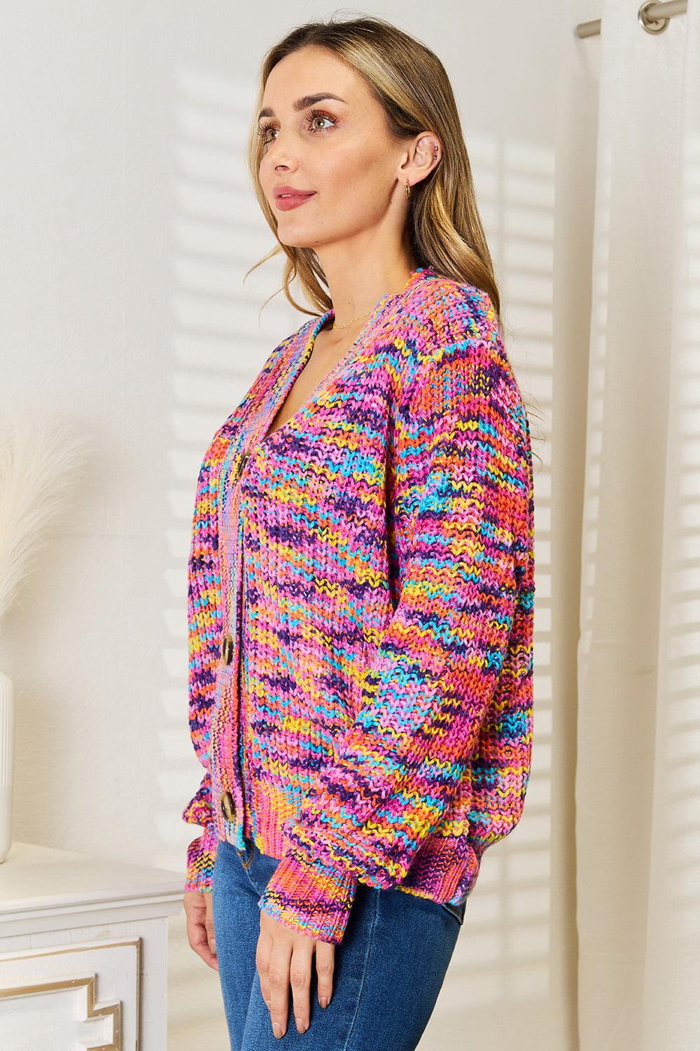 Angel Wings Woven Right V-Neck Long Sleeve Cardigan Carauana Store