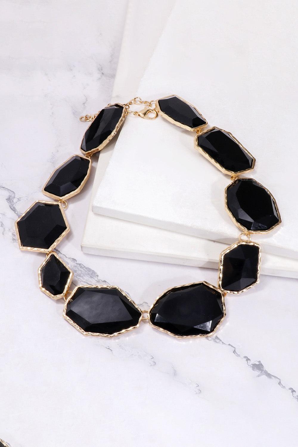 Geometrical Shape Zinc Alloy Frame Resin Necklace Carauana Store