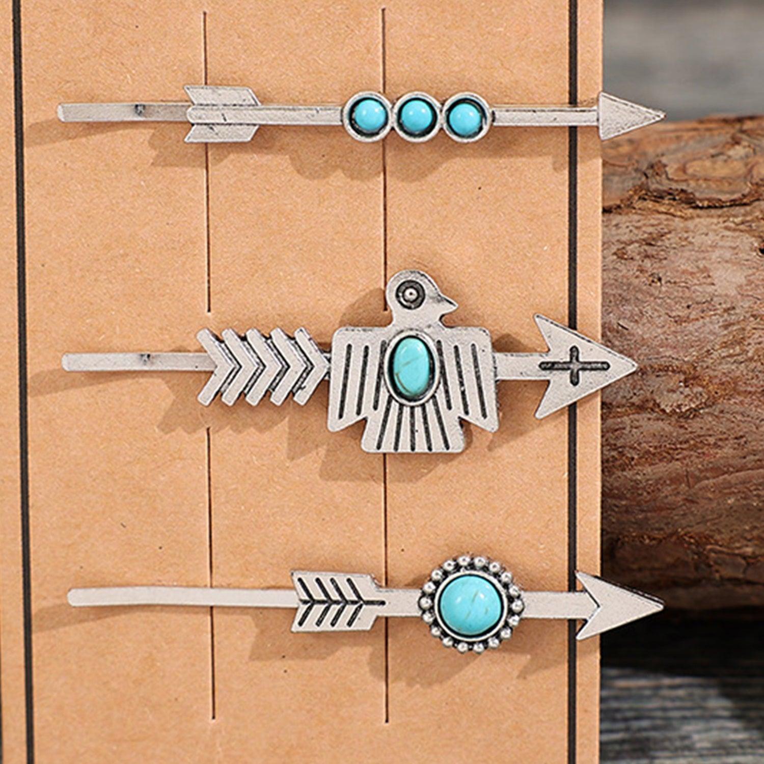 3 PCS/Set Artificial Turquoise Hair Pins Carauana Store