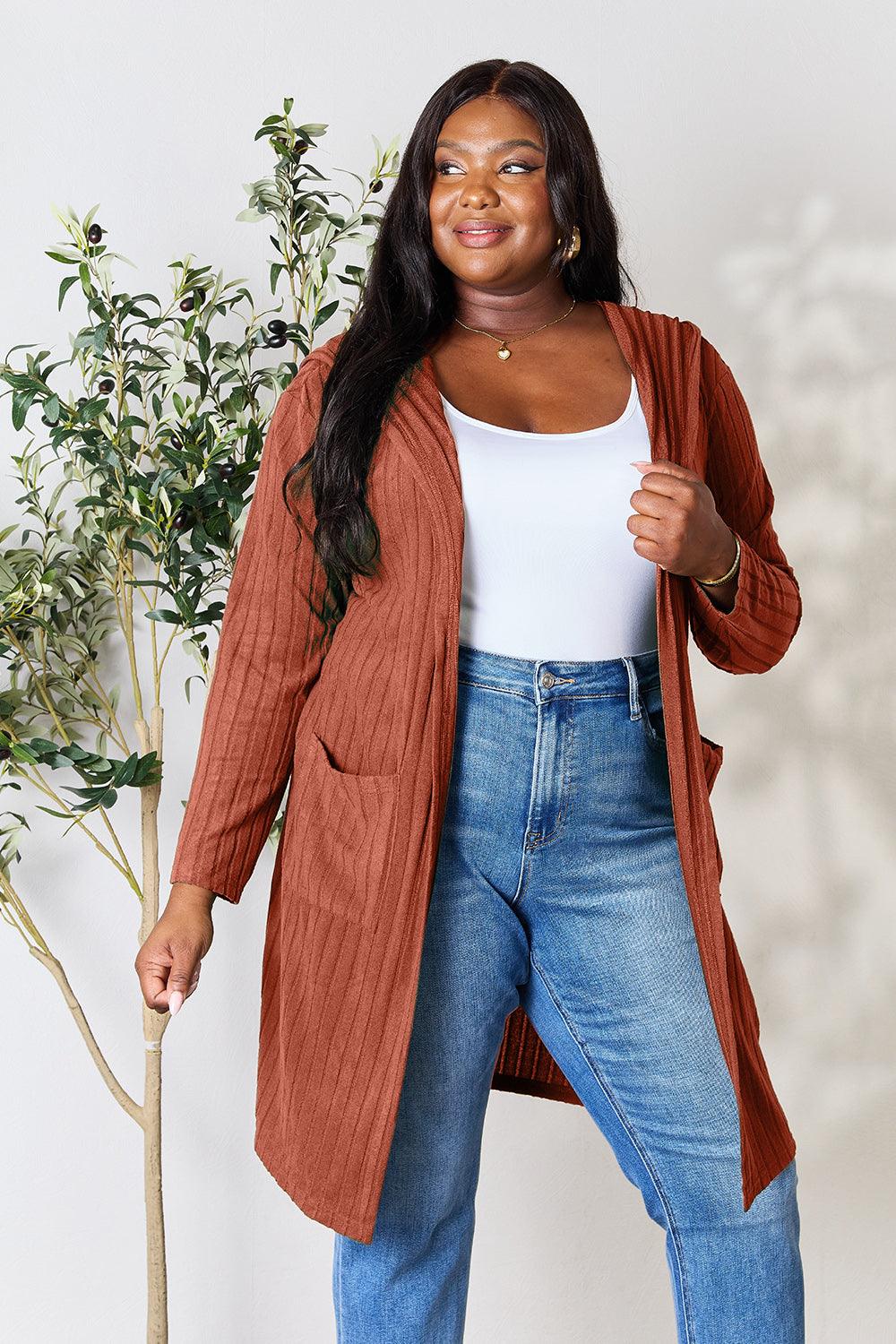Basic Bae Full Size Hooded Sweater Cardigan Carauana Store
