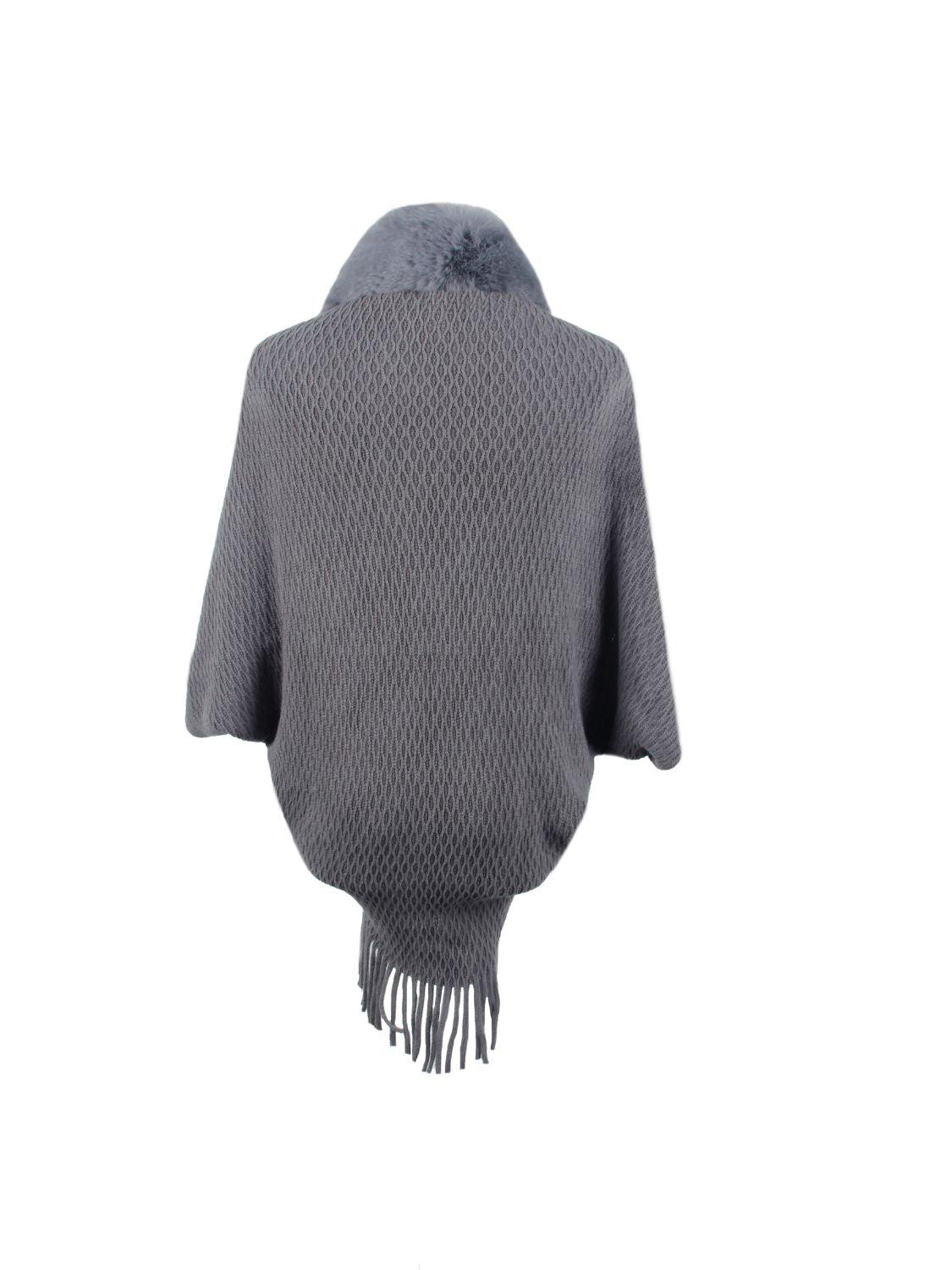 Open Front Fringe Hem Poncho Carauana Store