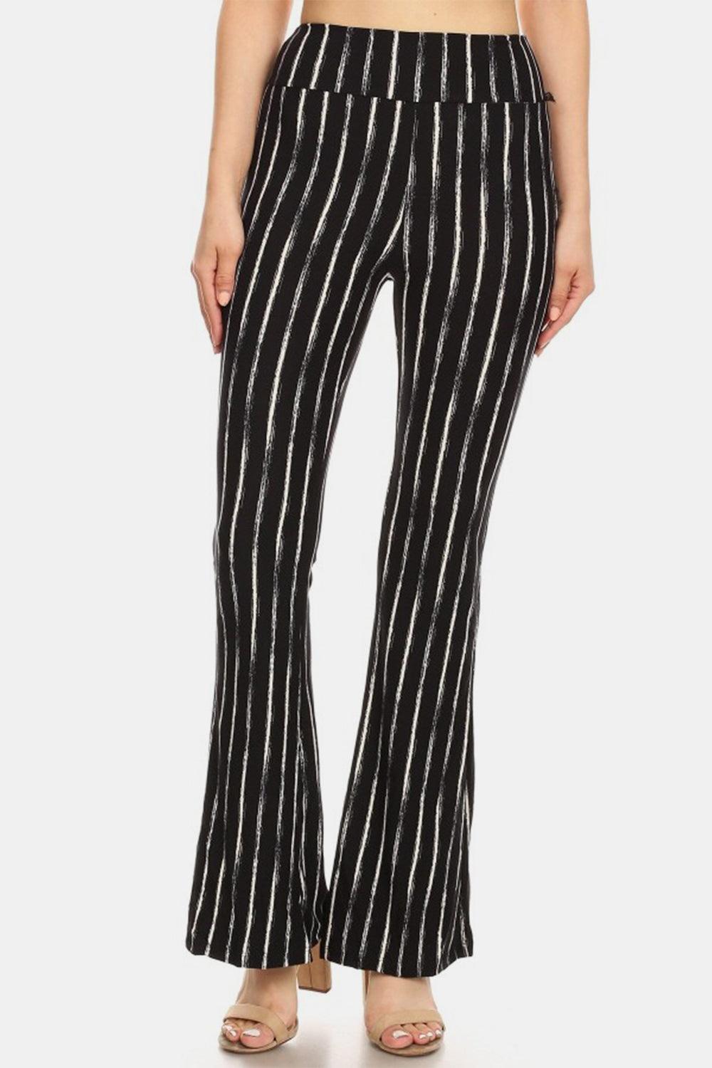 Leggings Depot Striped High Waist Flare Pants Carauana Store