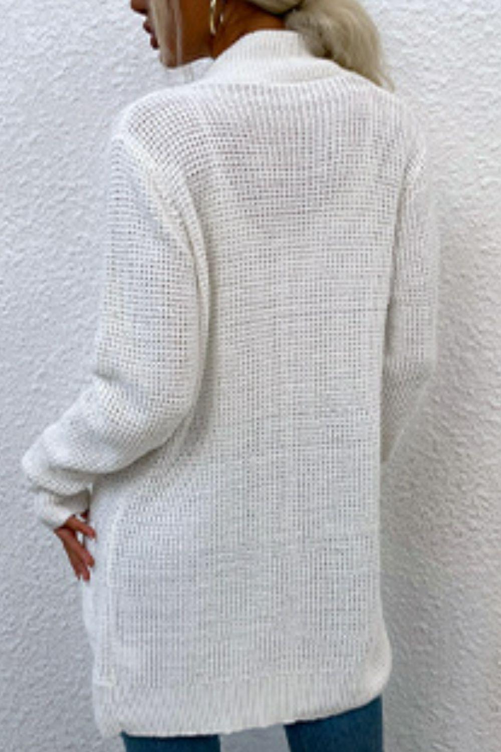 Open Front Rib-Knit Cardigan with Pockets Carauana Store