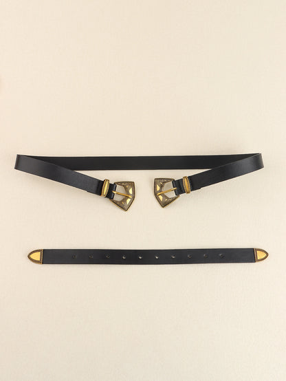 Double Buckle PU Leather Belt Carauana Store
