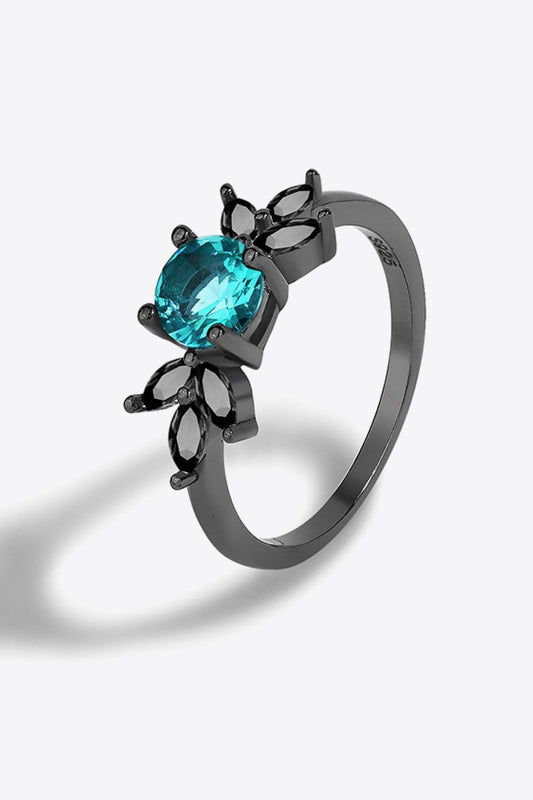 Paraiba Blue Zircon Leaf Ring Carauana Store