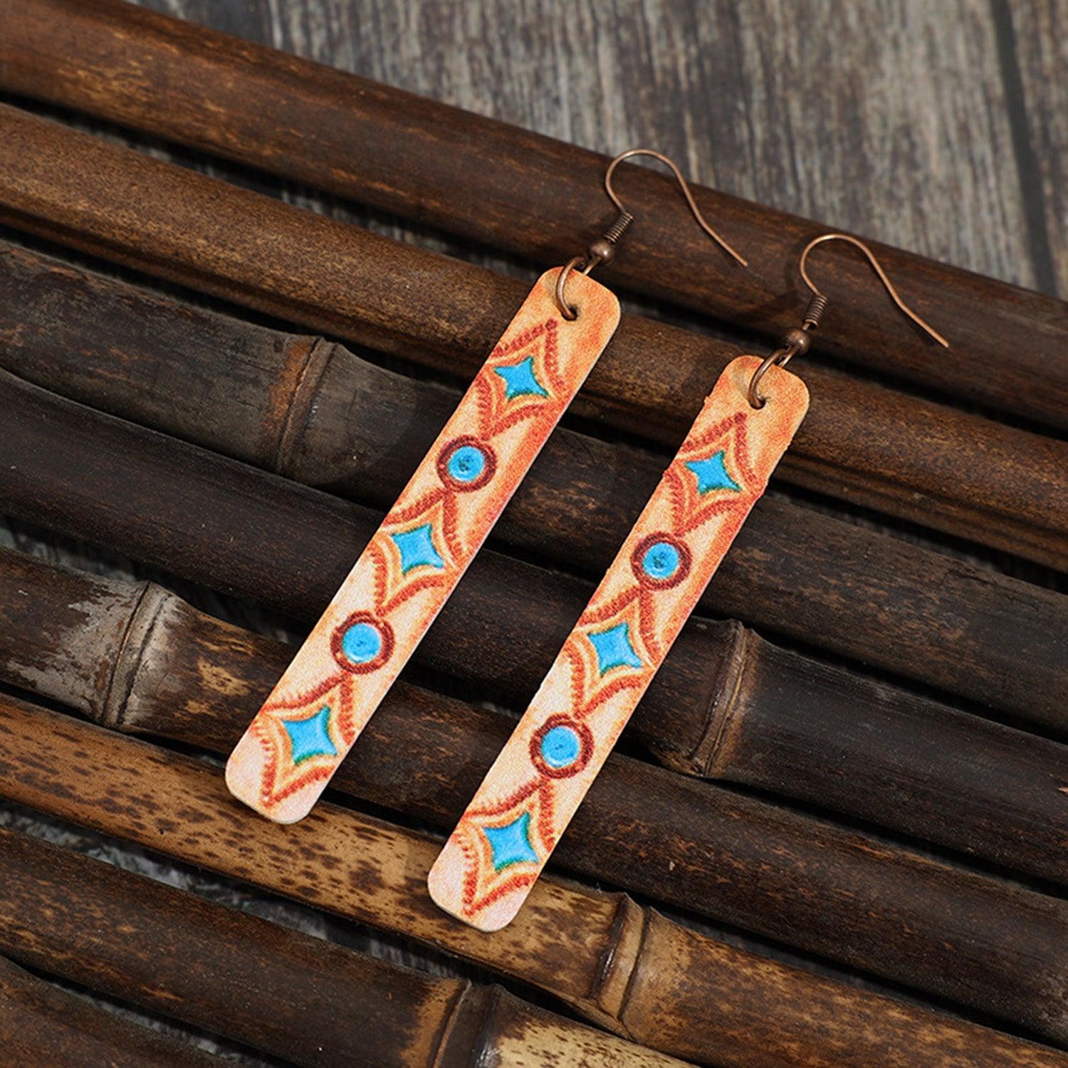 Geometric Leather Bar Earrings Carauana Store