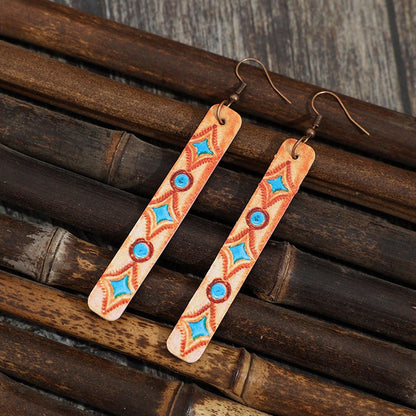 Geometric Leather Bar Earrings Carauana Store
