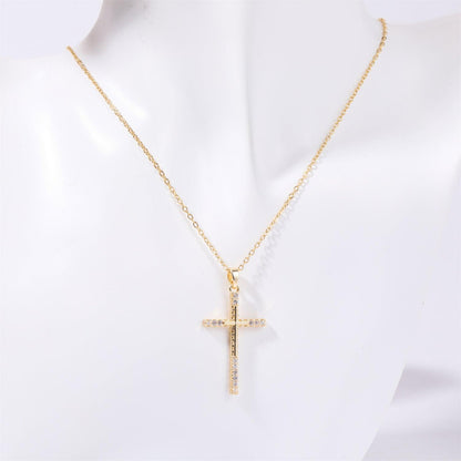 Stainless Steel Inlaid Zircon Cross Necklace Carauana Store