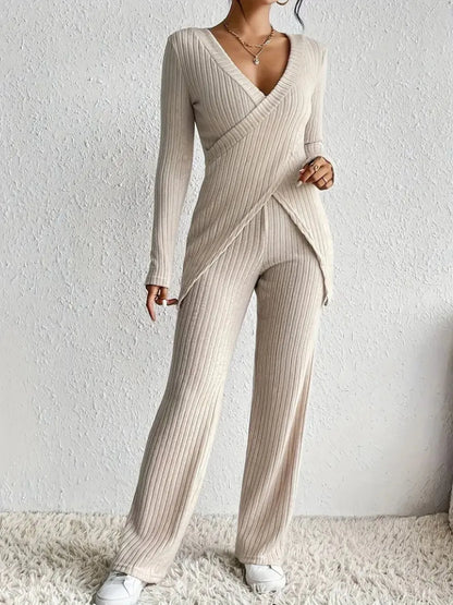 Surplice Long Sleeve Top and Pants Set Carauana Store