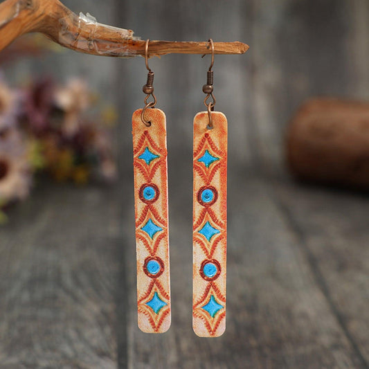 Geometric Leather Bar Earrings Carauana Store