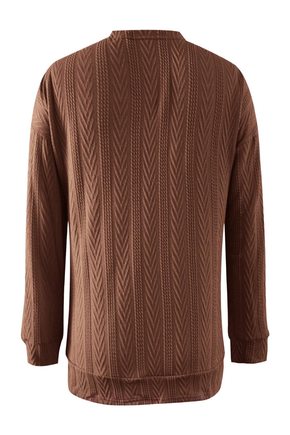 Full Size Textured Open Front Long Sleeve Cardigan Carauana Store