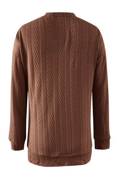 Full Size Textured Open Front Long Sleeve Cardigan Carauana Store